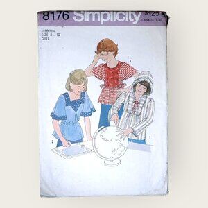 Vintage 1970s Simplicity Sewing Pattern 8176 Girls Tops Size 8-10